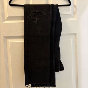 Agolde Black Straight-Leg Ripped Jeans